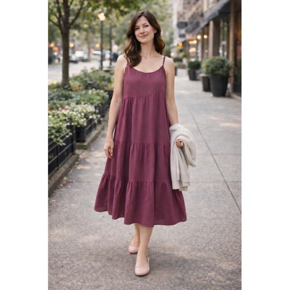 Vintage  SZ LG Babydoll Soft Girl Cottagecore Romantic Minimalist  Midi Dress
